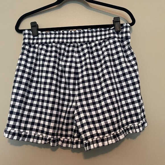 Loft Outlet High Rise Shorts,Elastic Wait,Blue and White Checkered,Small,NWOT - Picture 8 of 8